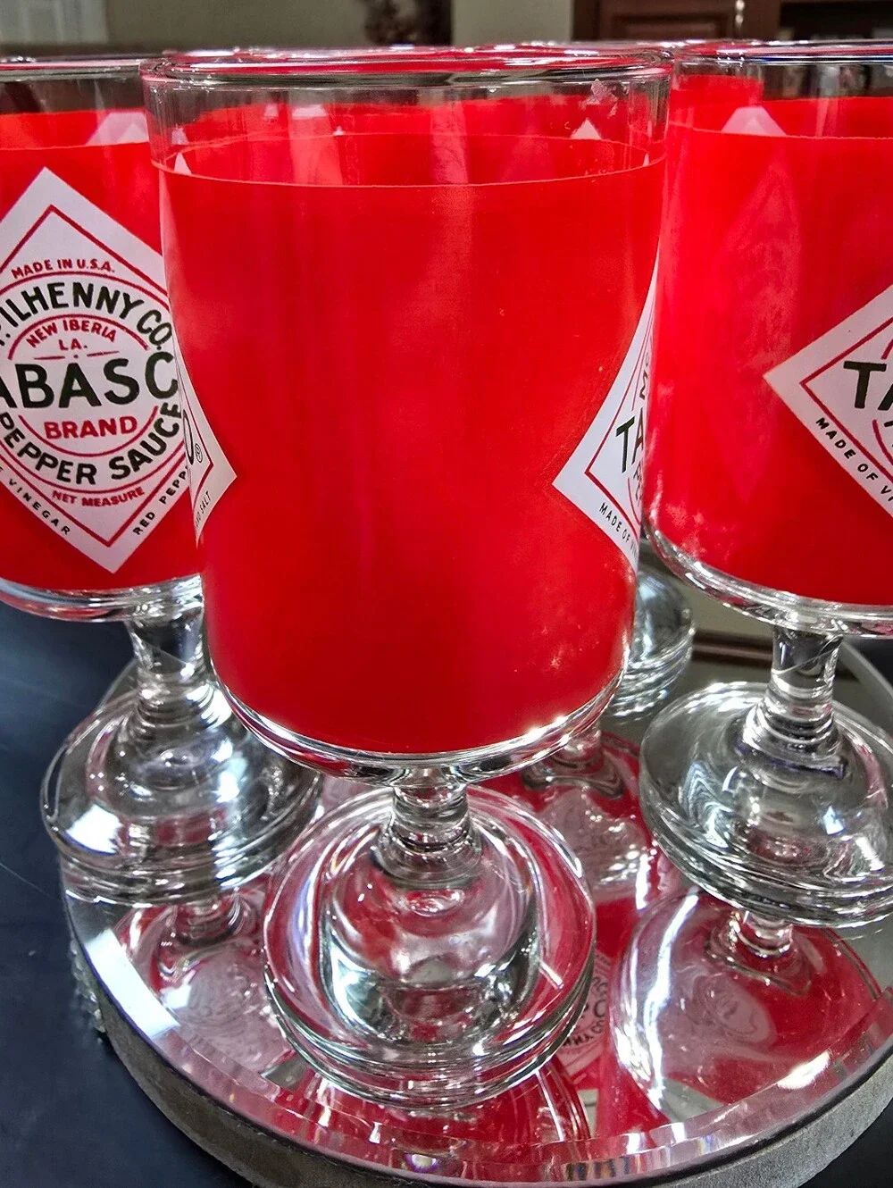Vintage McILhenny Co. Tabasco Stemmed Glass Goblets Set Of 5